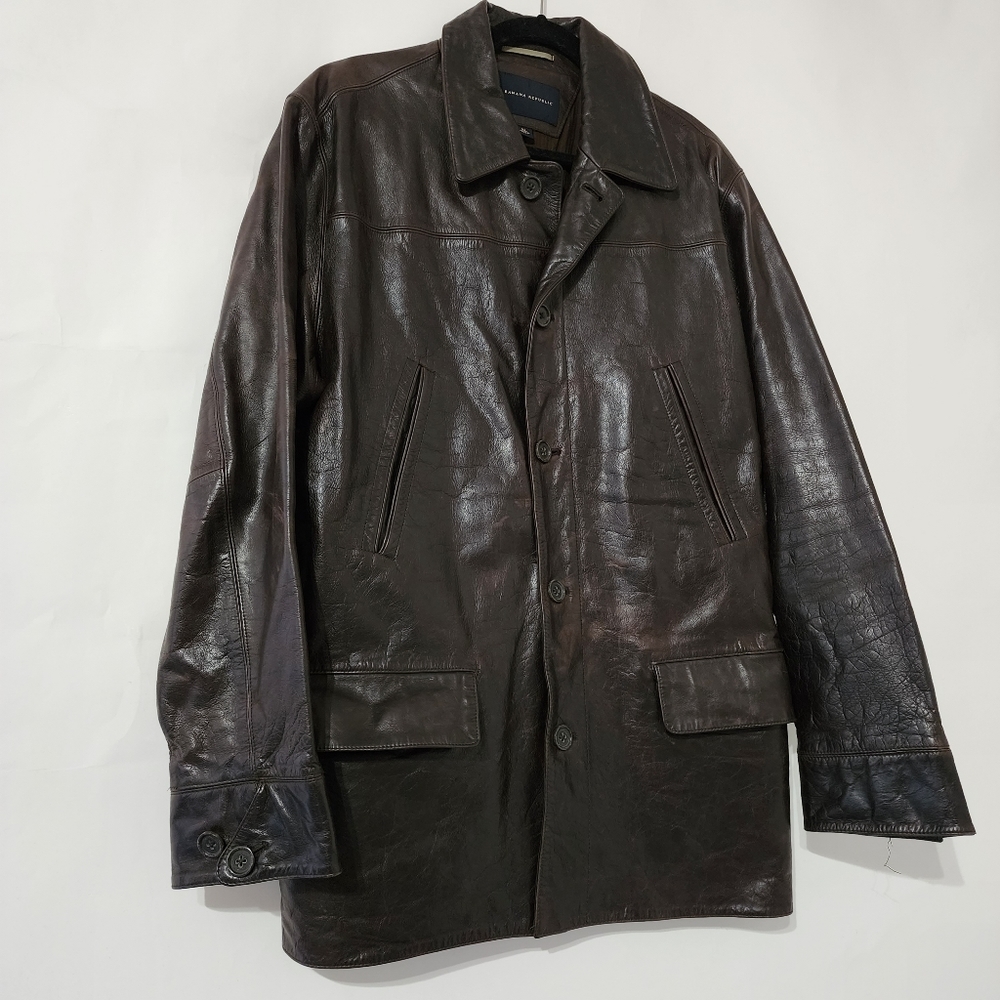 Banana Republic Vintage Men's Brown Leather Jacket XL - Picture 3 of 9